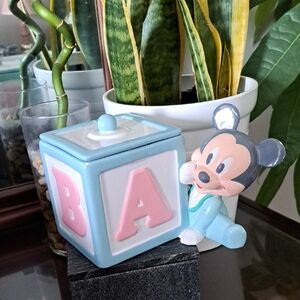 Vintage Baby Mickey Ceramic Teleflora Box, Disney Nursery Decor